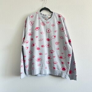 Levi's Unisex Relaxed Crewneck All Over‎ Eyeballs Cotton Sweatshirt XXL Grunge